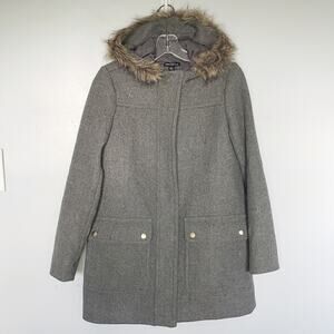 J. Crew Mercantile Gray Vail Parka Fur Trim Hood Wool Coat 0